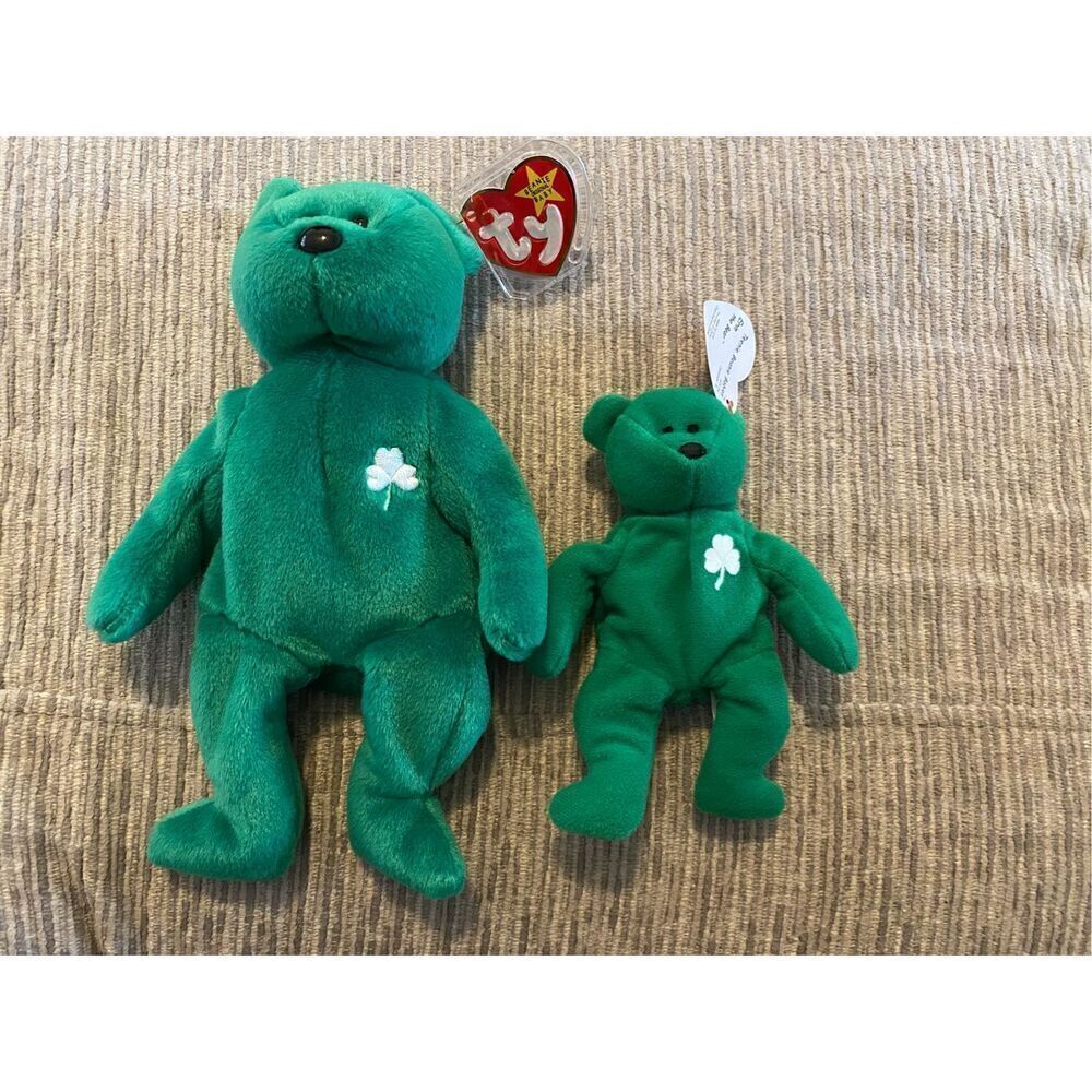 1997 1993 Erin The Bear Mini Regular Size Set Ty Beanie Baby Plush Collectible V